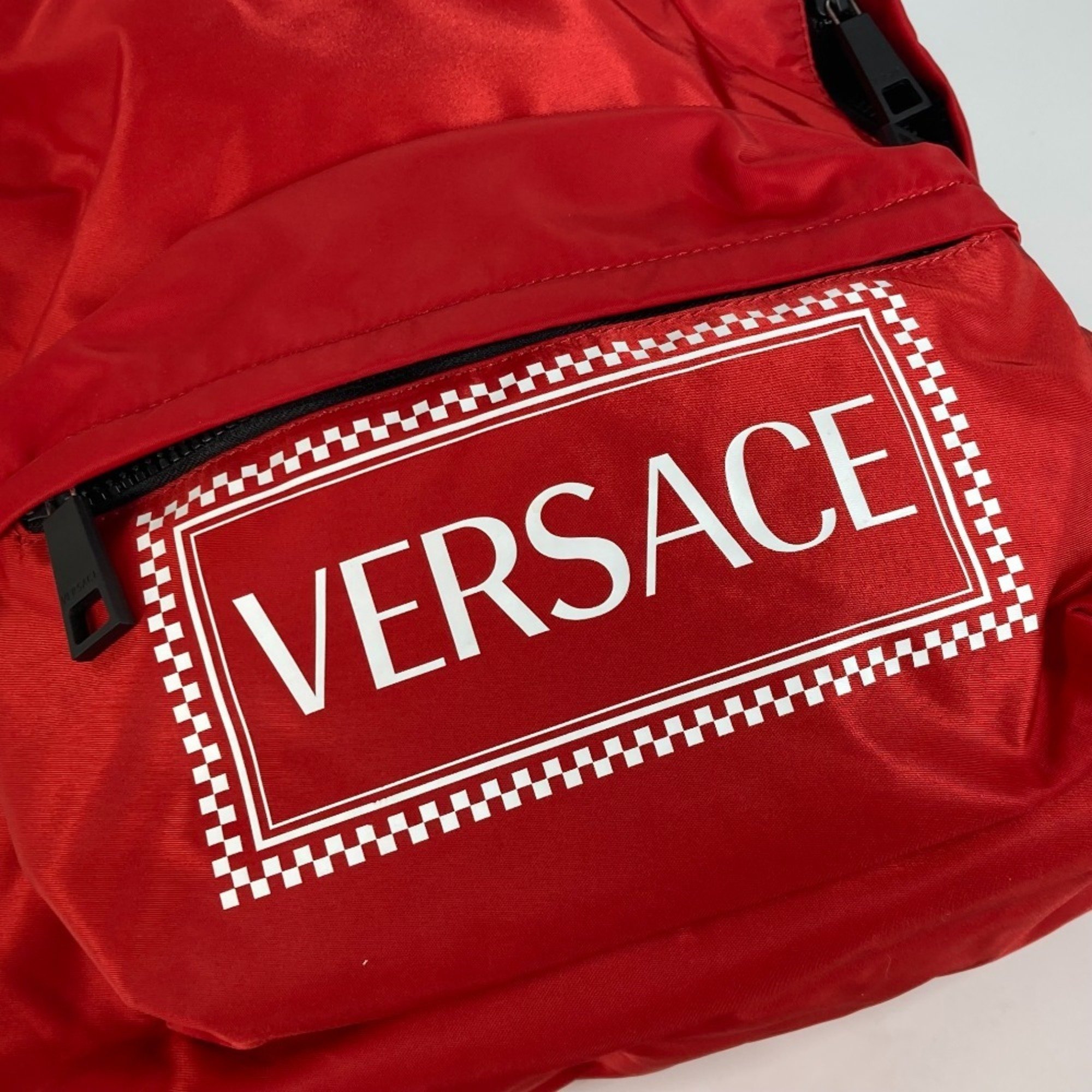 VERSACE Versace Bicolor Backpack Rucksack Nylon Women's Red