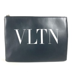 VALENTINO Pouch with Strap Clutch Bag Leather Men's Black