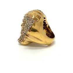 VERSACE Rhinestone Medusa Ring, Metal, Women's, Gold