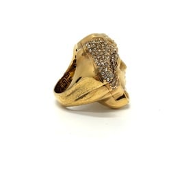 VERSACE Rhinestone Medusa Ring, Metal, Women's, Gold