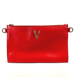 VERSACE Versace Virtus Pouch Clutch Bag Leather Men's Red