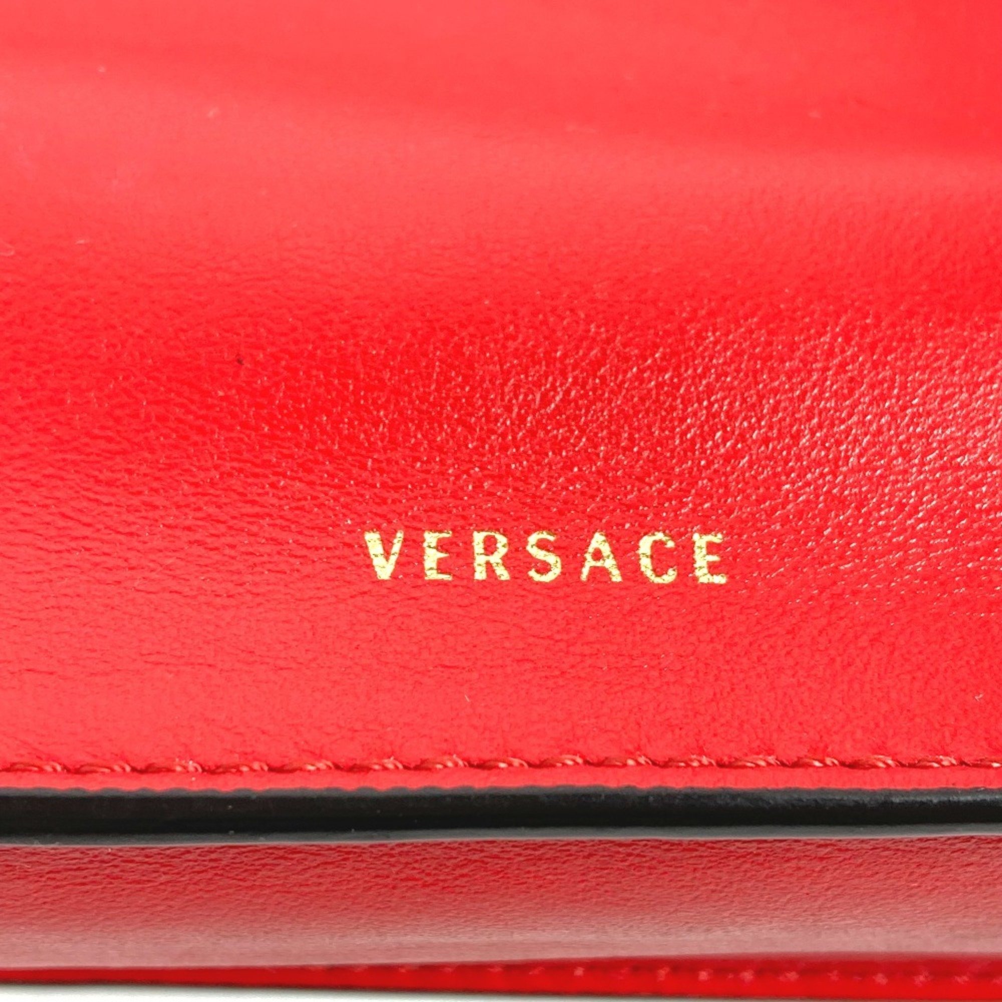 VERSACE Versace Virtus Pouch Clutch Bag Leather Men's Red