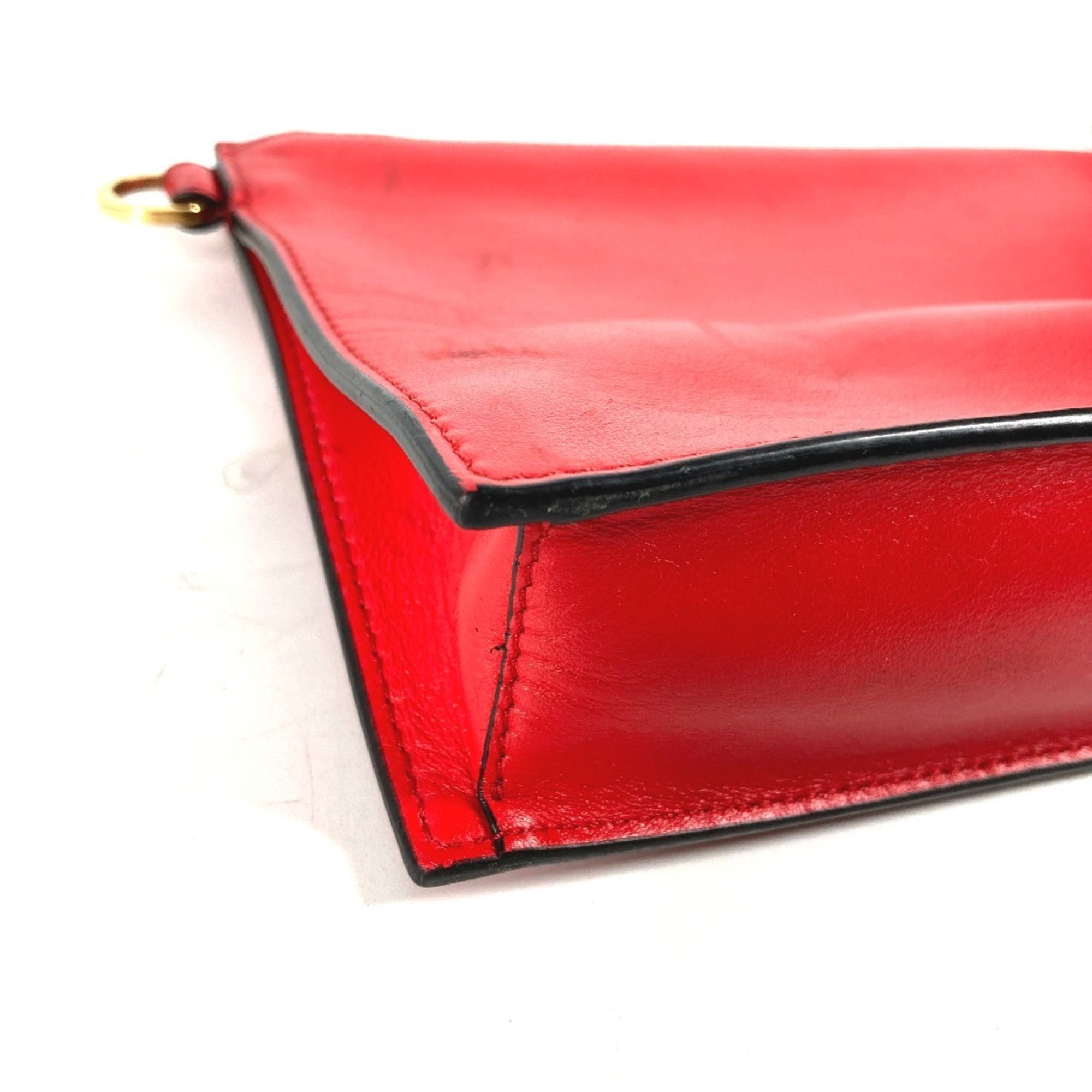 VERSACE Versace Virtus Pouch Clutch Bag Leather Men's Red