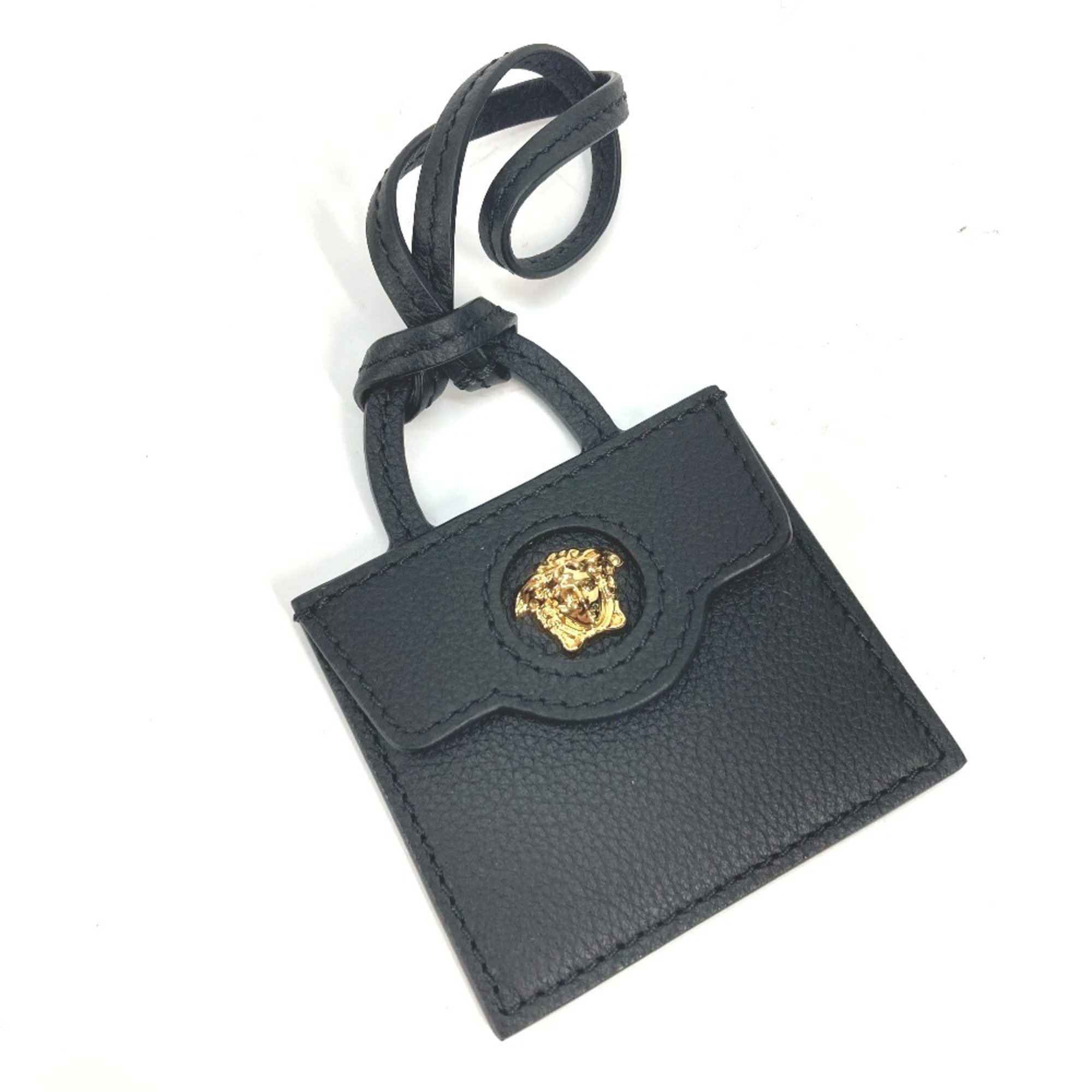 VERSACE Medusa Bag Charm Leather Women's Black