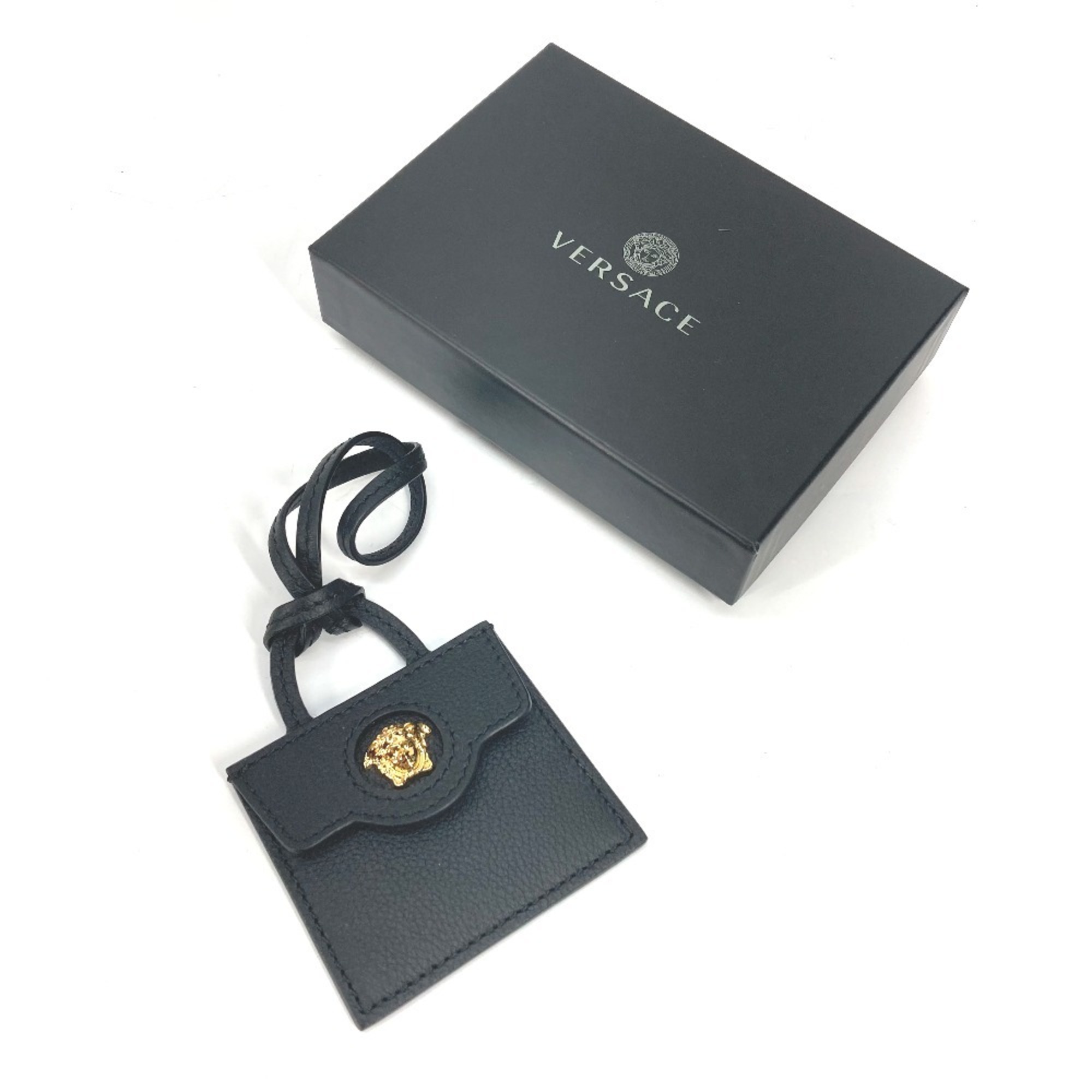 VERSACE Medusa Bag Charm Leather Women's Black