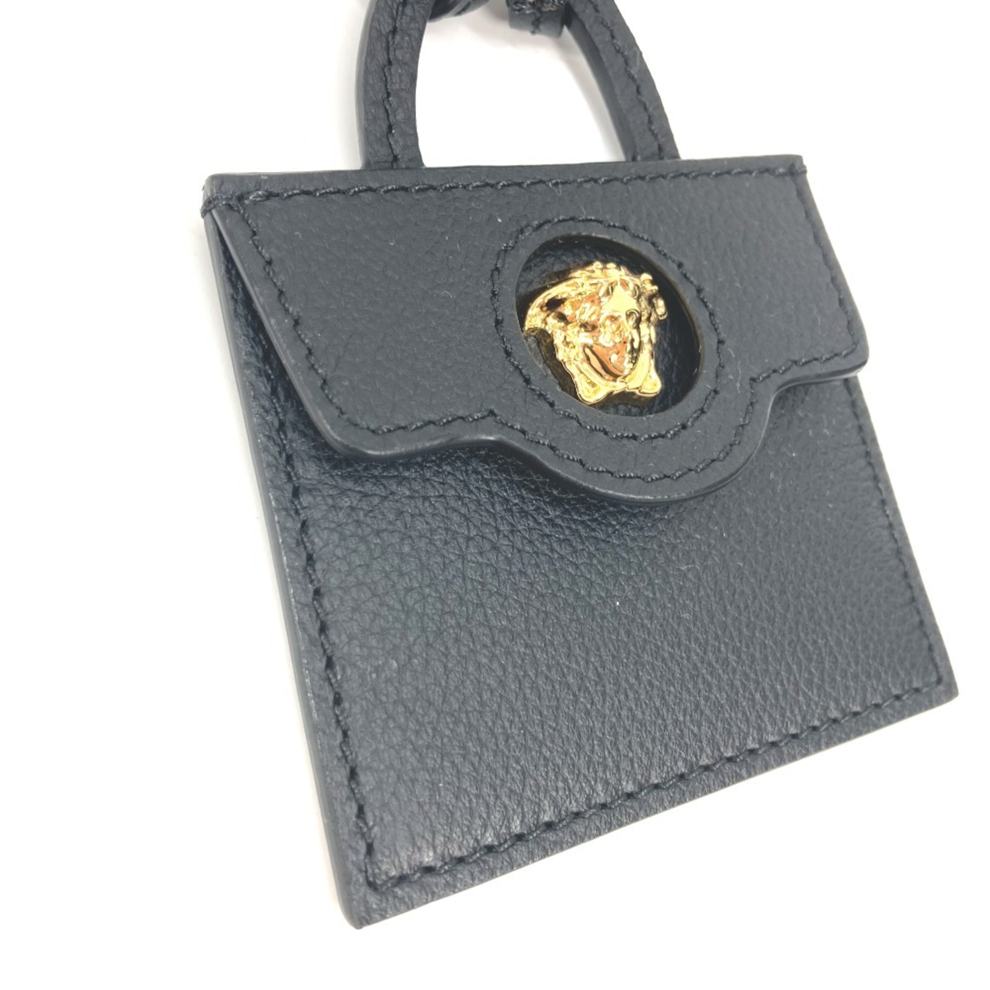 VERSACE Medusa Bag Charm Leather Women's Black