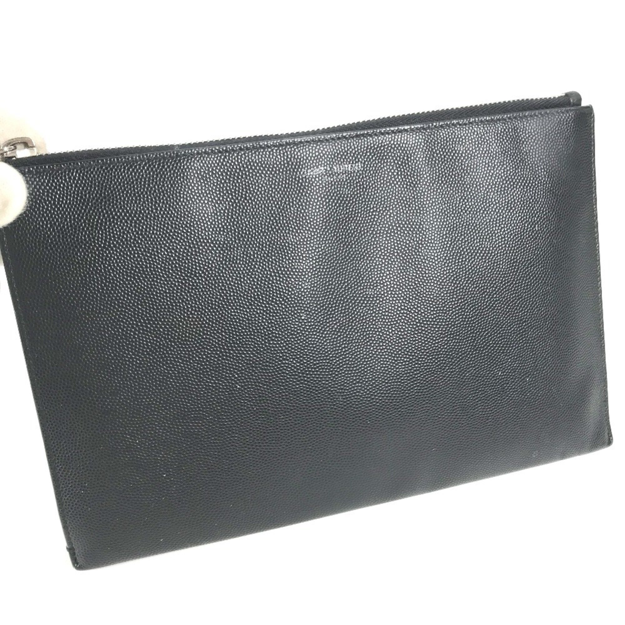 SAINT LAURENT Saint Laurent Paris 375950 Pouch Clutch Bag Leather Men's Black