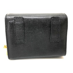 Salvatore Ferragamo Vara Ribbon Pochette Waist Bag Clutch Shoulder Embossed Leather Women's Black x Gold