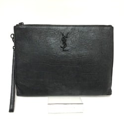 Saint Laurent Leather Second Bag with Wristlet for Men, Black