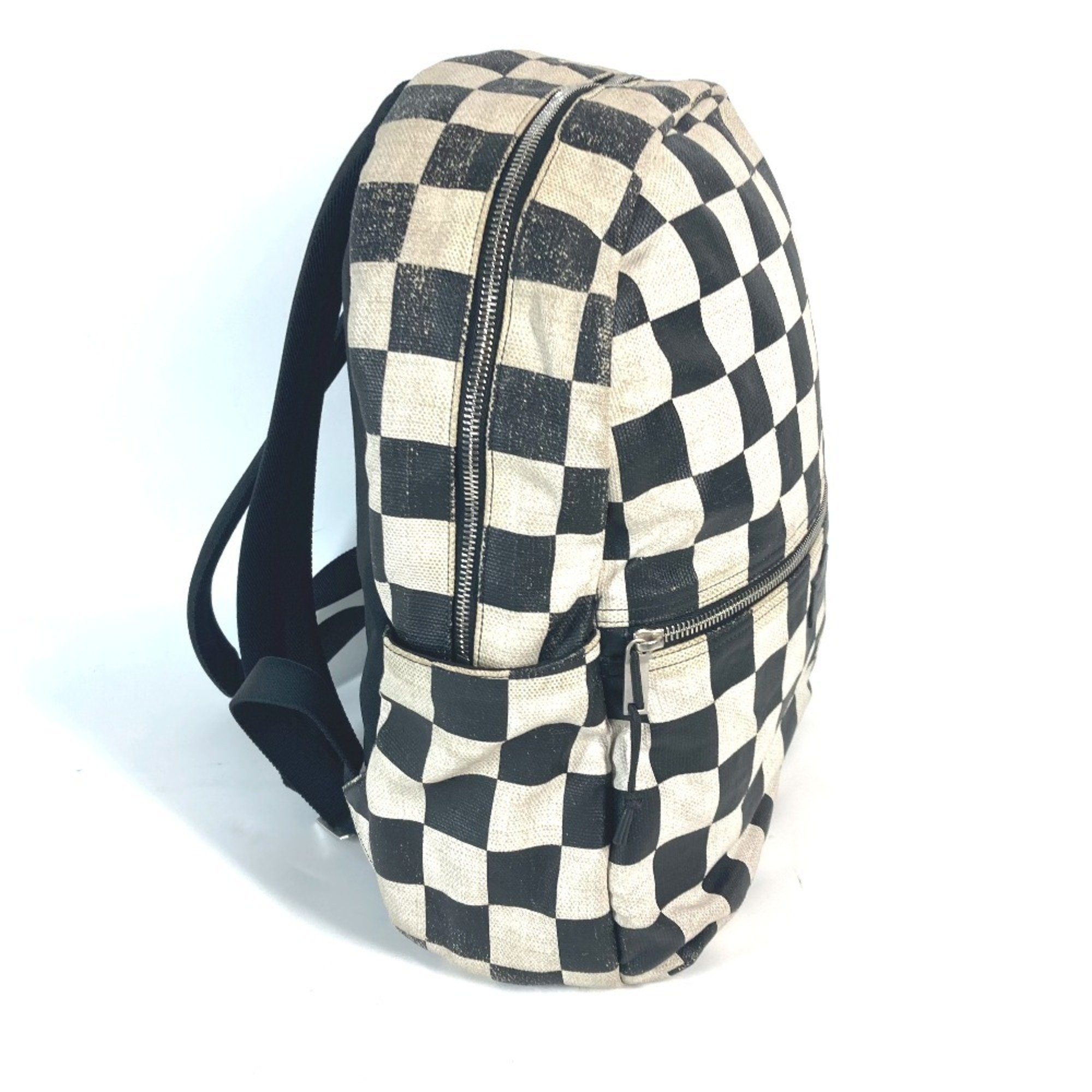 SAINT LAURENT Saint Laurent Paris 609109 Checkered Backpack Leather Coated Canvas Men's Beige