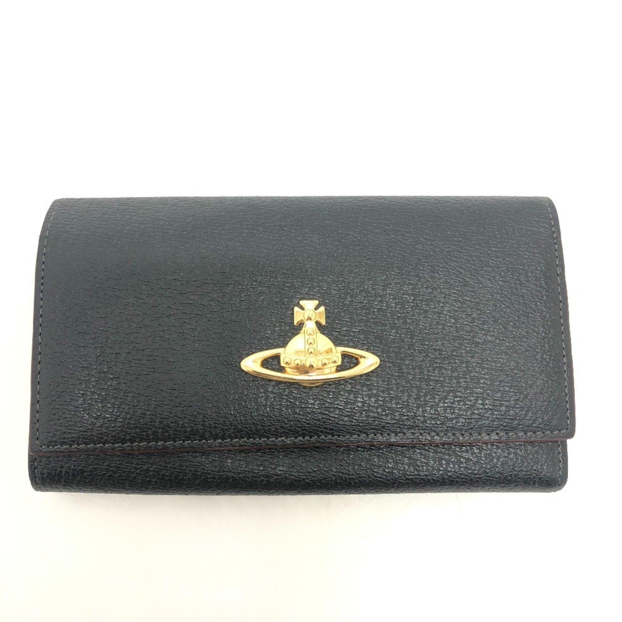 Vivienne Westwood Orb Bi-fold Wallet Long Leather Women's Black