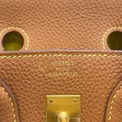 Hermes Birkin 25 Verso Handbag Gold Lime Matte Togo B Stamp HERMES SPO