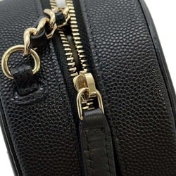 Chanel Chain Shoulder Bag CC Filigree Round Caviar Skin AP0365 CHANEL Black