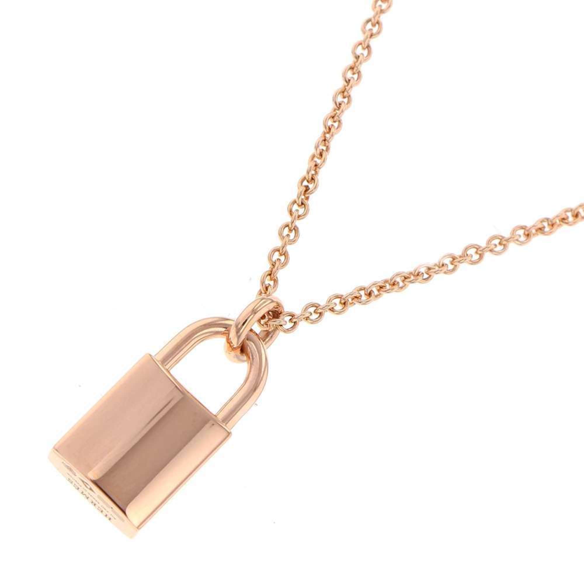 Hermes Necklace Amulet Kelly Cadena Diamond 18P 0.09ct K18PG Pink Gold Pendant