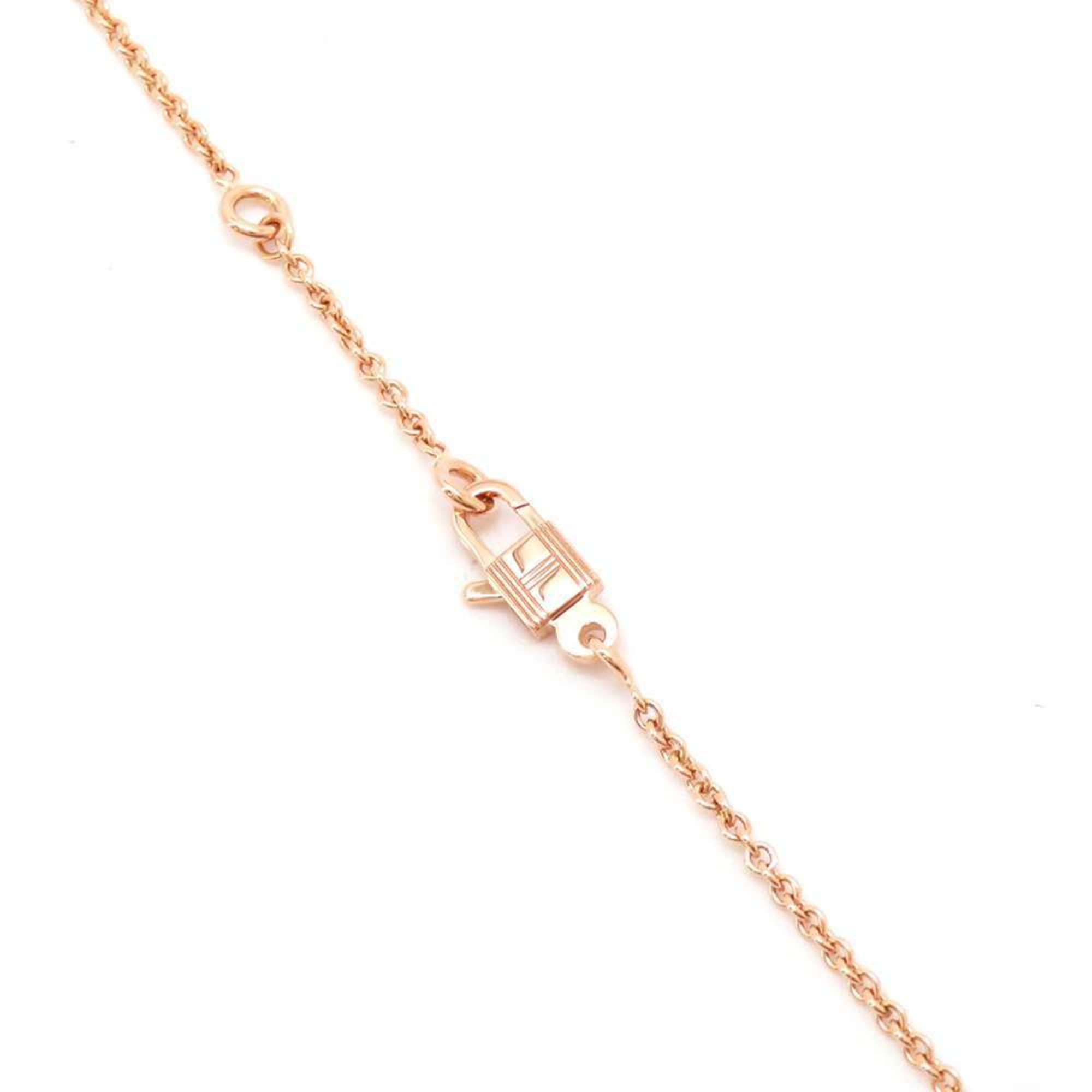 Hermes Necklace Amulet Kelly Cadena Diamond 18P 0.09ct K18PG Pink Gold Pendant