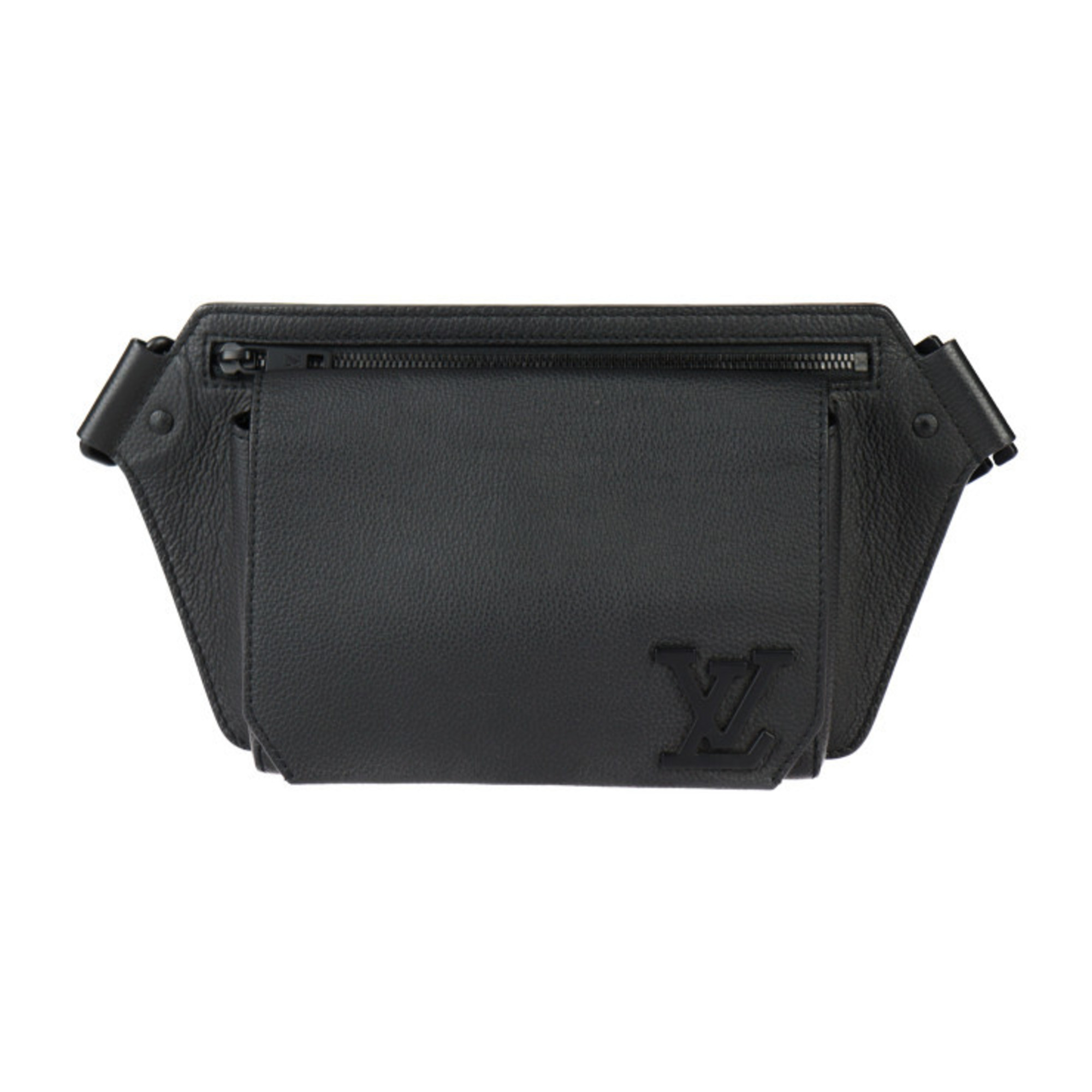 LOUIS VUITTON Louis Vuitton Take Off Sling Body Bag M57081 Grained Leather Noir Black LV Waist