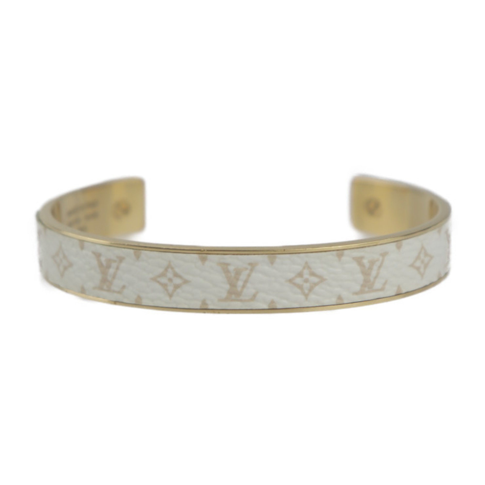 LOUIS VUITTON Louis Vuitton Jonck Wild LV Monogram Bangle M67784 Size M Metal White Gold Bracelet