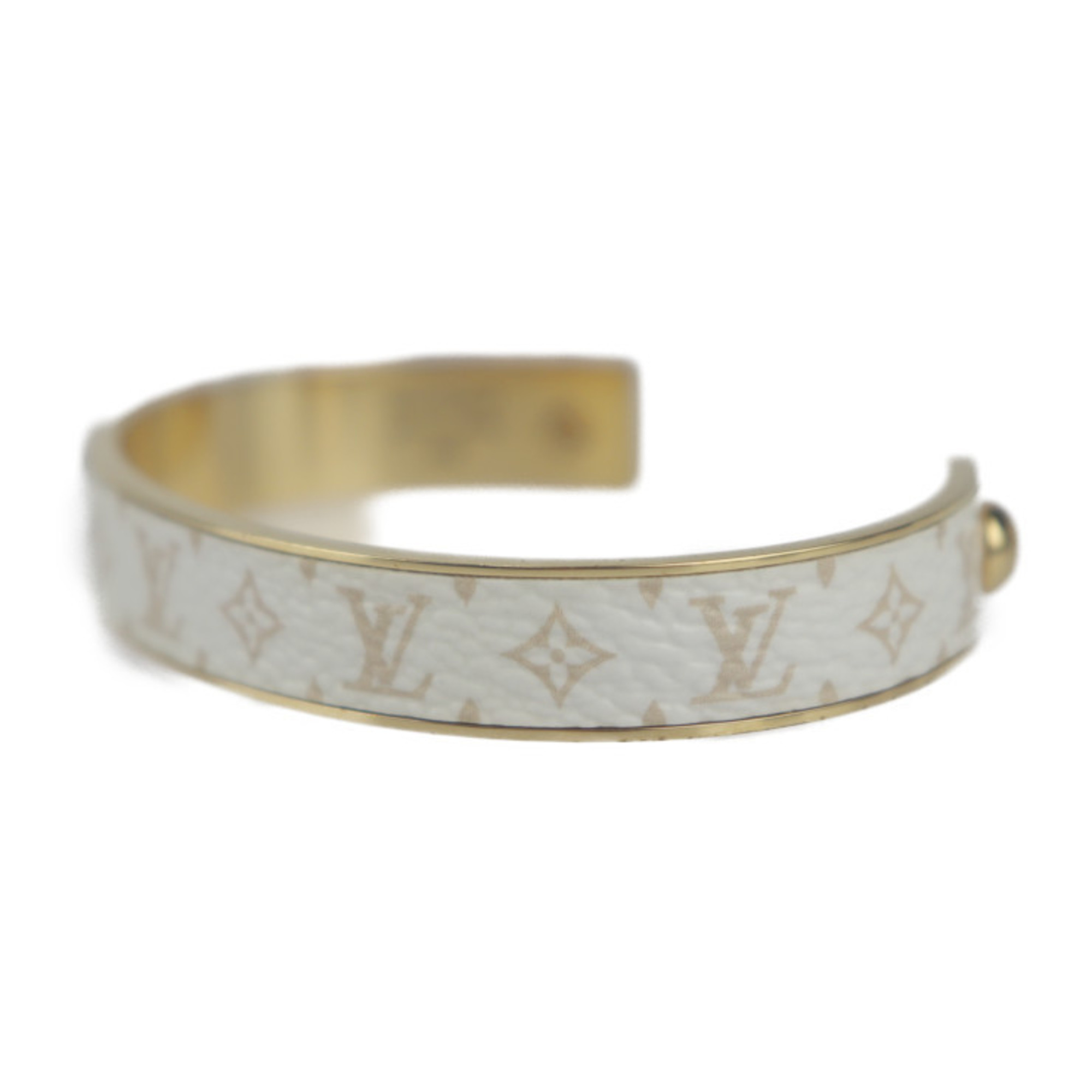 LOUIS VUITTON Louis Vuitton Jonck Wild LV Monogram Bangle M67784 Size M Metal White Gold Bracelet