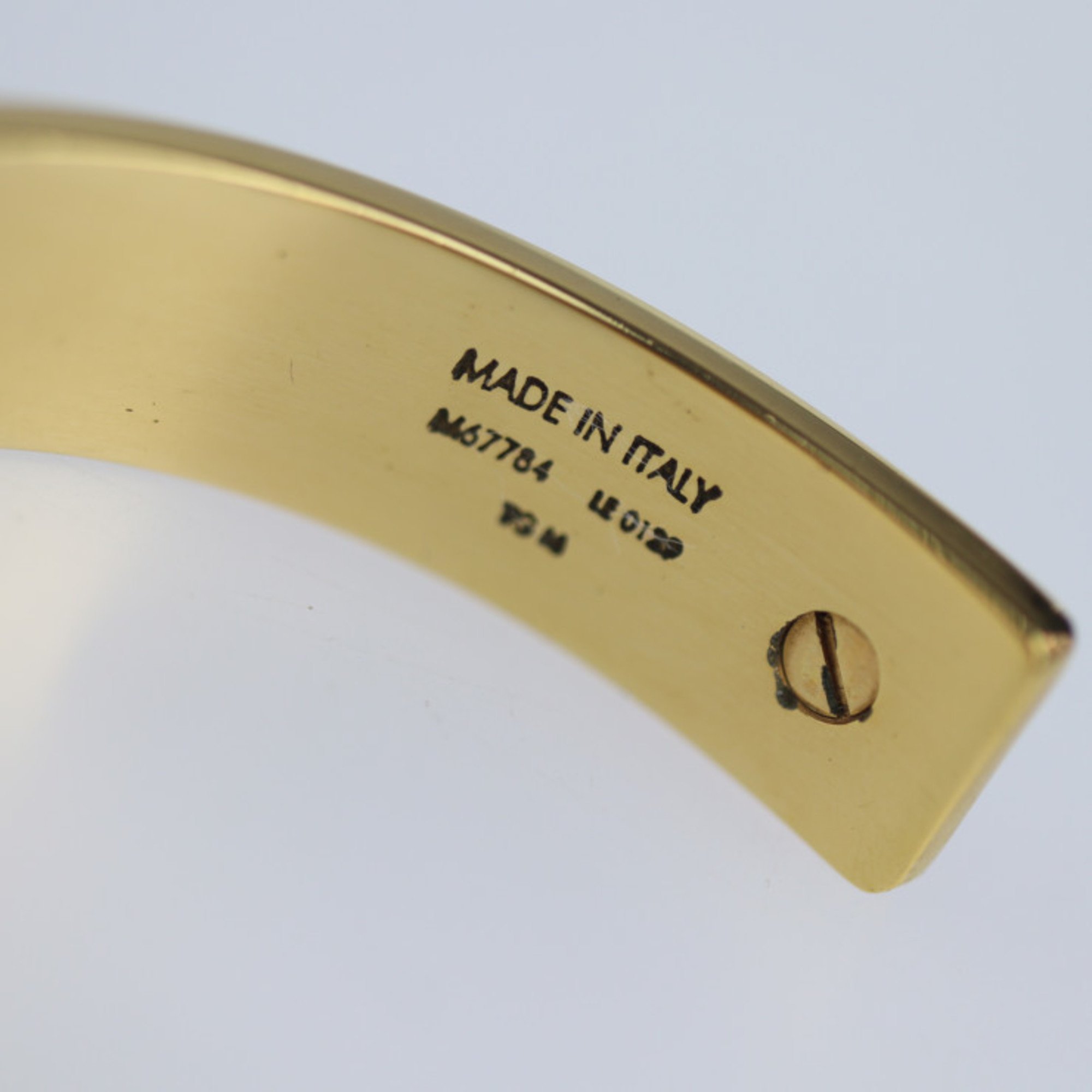 LOUIS VUITTON Louis Vuitton Jonck Wild LV Monogram Bangle M67784 Size M Metal White Gold Bracelet