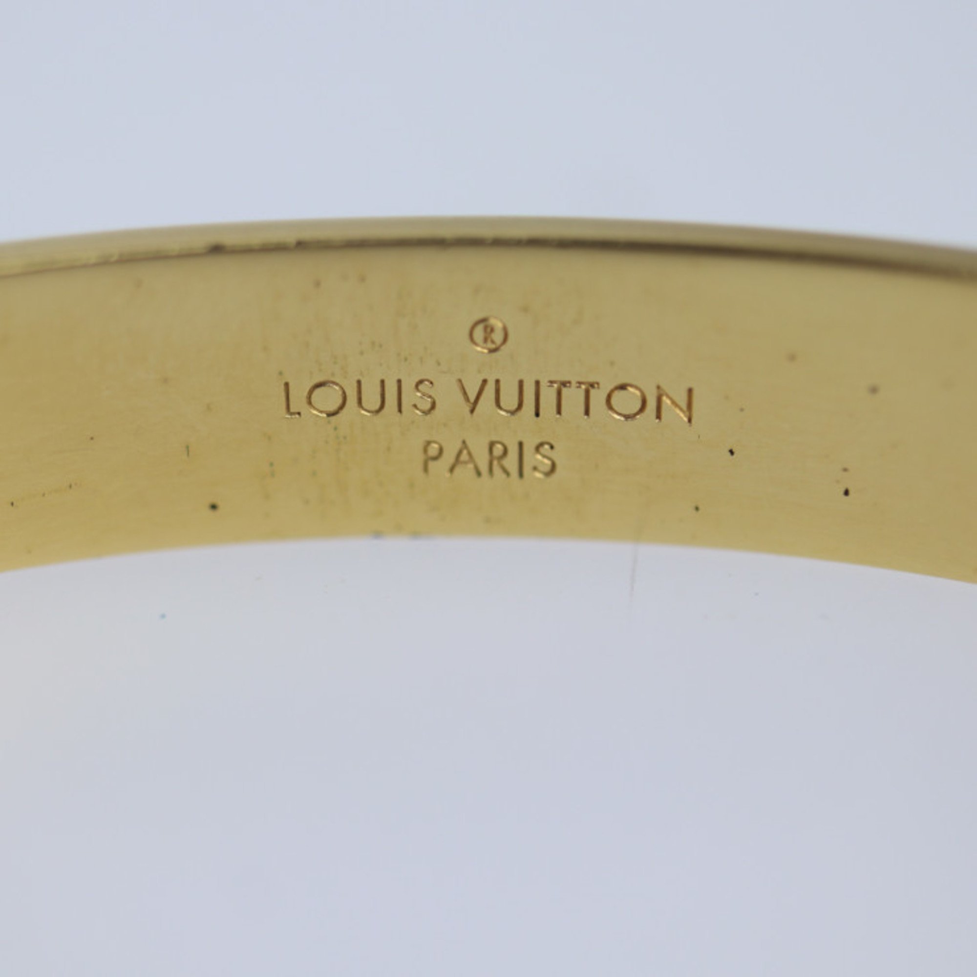 LOUIS VUITTON Louis Vuitton Jonck Wild LV Monogram Bangle M67784 Size M Metal White Gold Bracelet