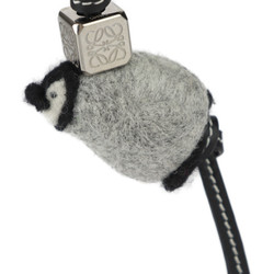 LOEWE Baby Penguin Charm Accessory C621232X23 Felt Leather Grey Black Bag