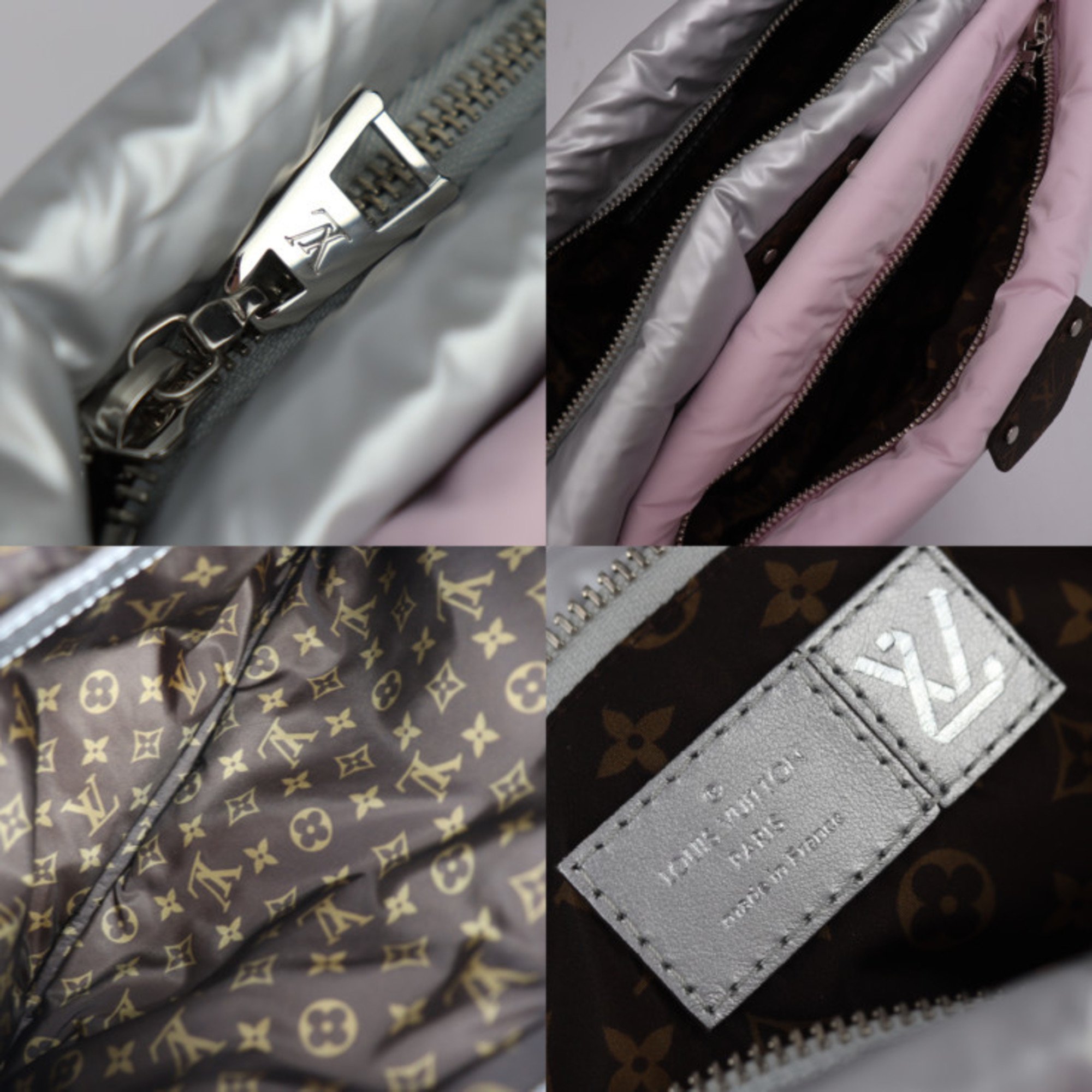 LOUIS VUITTON Louis Vuitton Monogram Maxi Multi Pochette Accessoires Shoulder Bag M21056 Recycled Nylon Silver Pale Pink 3WAY Clutch LV Pillow