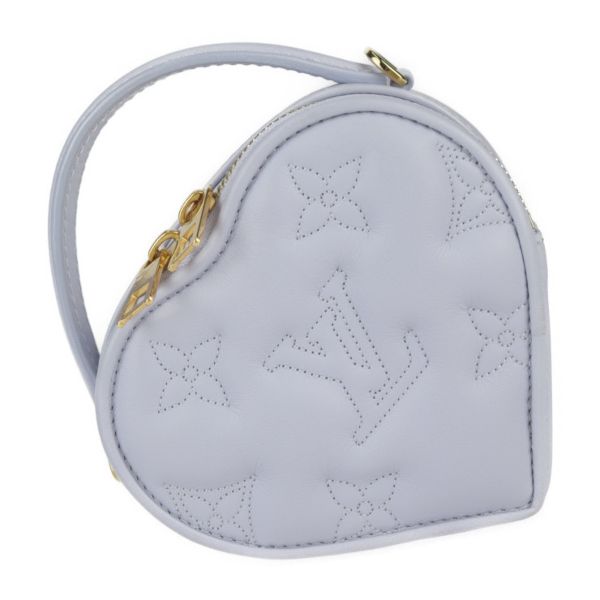 LOUIS VUITTON Louis Vuitton Pop My Heart Pouch Monogram Handbag M82041 Calf Leather Light Purple Chain Shoulder Bag Pochette