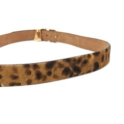 Salvatore Ferragamo Gancini Leopard Belt, Leather, Pony, Women's, Brown