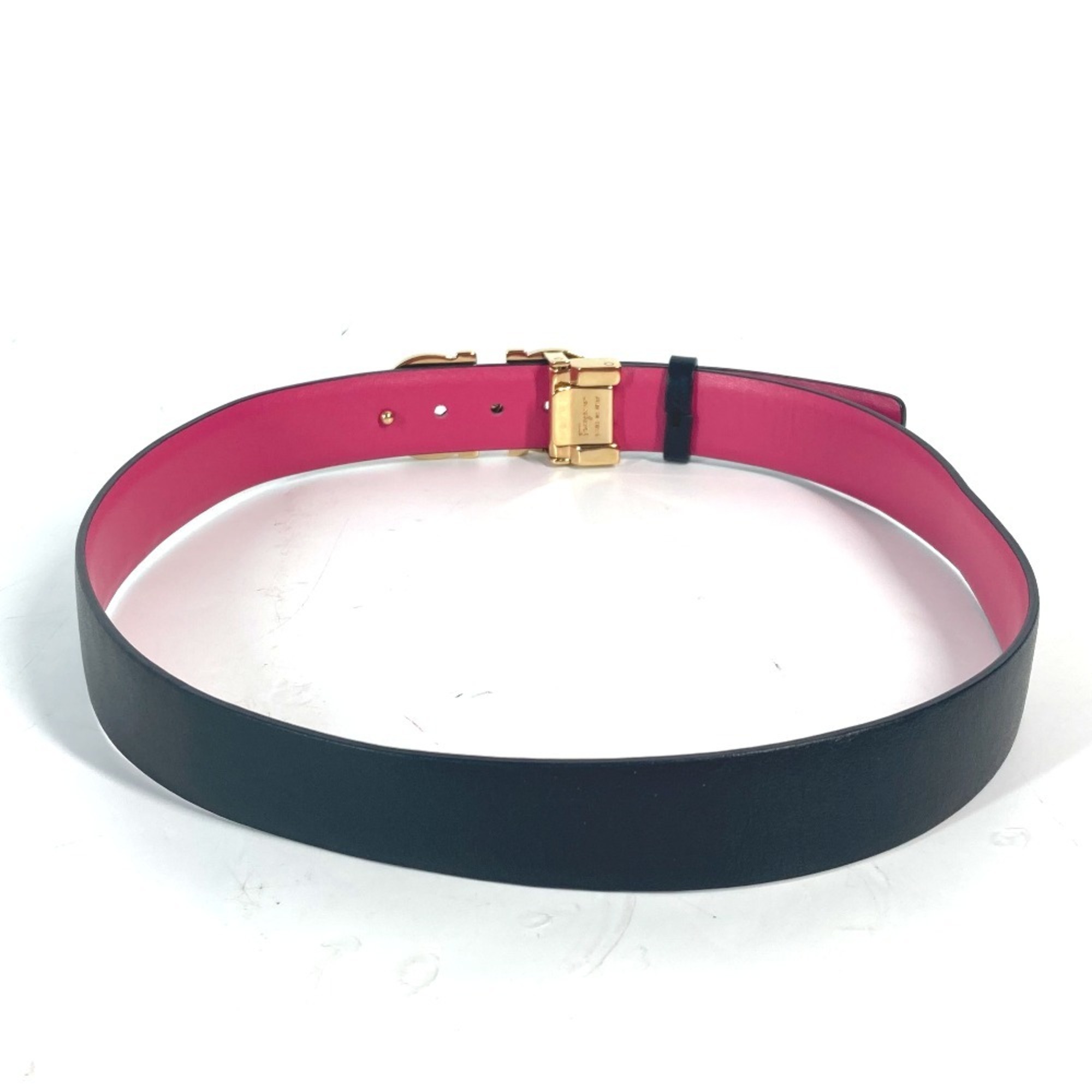 Salvatore Ferragamo Gancini Belt Leather Women's Black