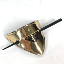 PRADA 1IF004 Hair Triangle Kanzashi Pick Hairpin Leather Women's Gold