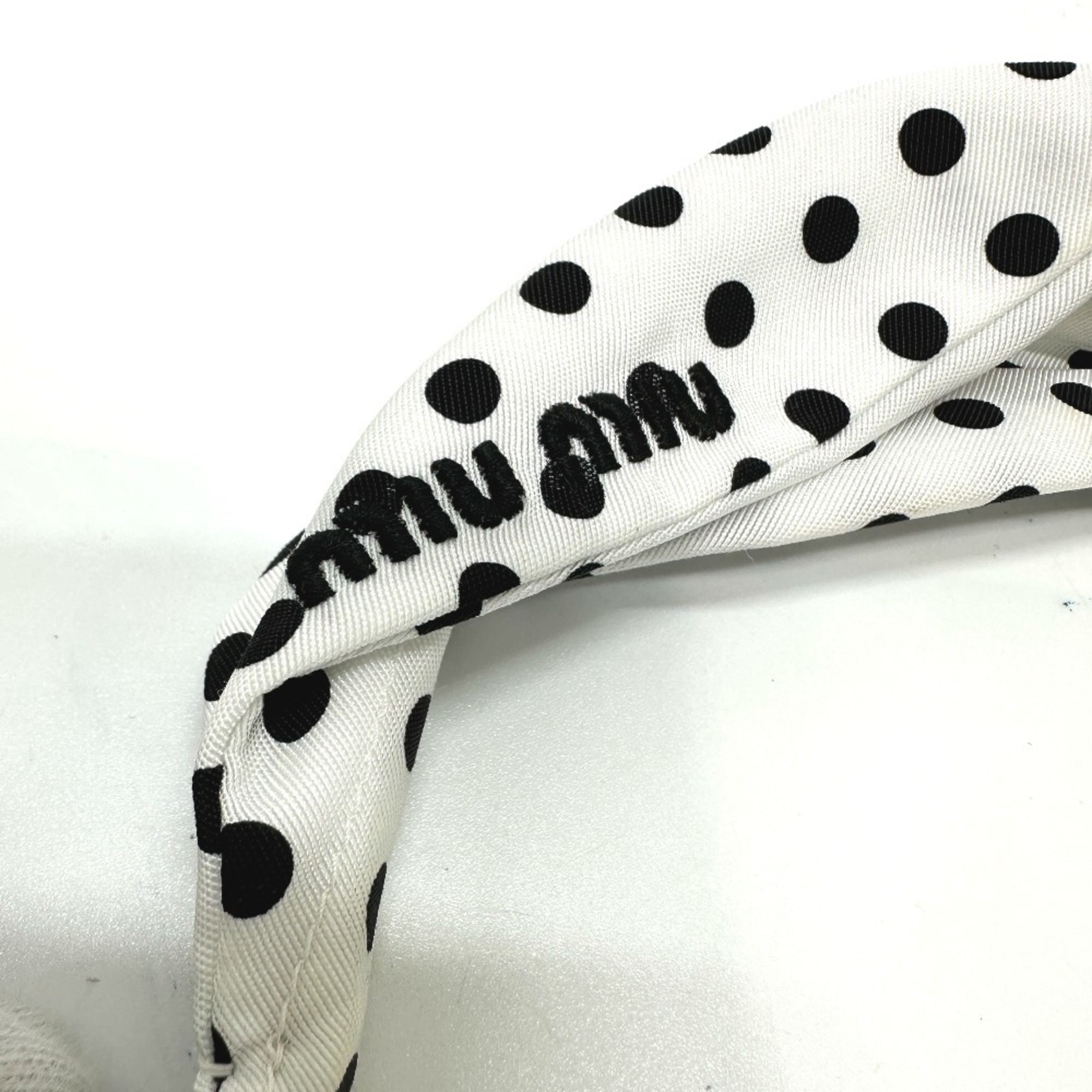 Miu Miu MIU 5IH032 Hair Polka Dots Hairband Headband Nylon Women's White