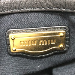 MIU Miu Matelasse Gathered Shoulder Bag Leather Women's Black