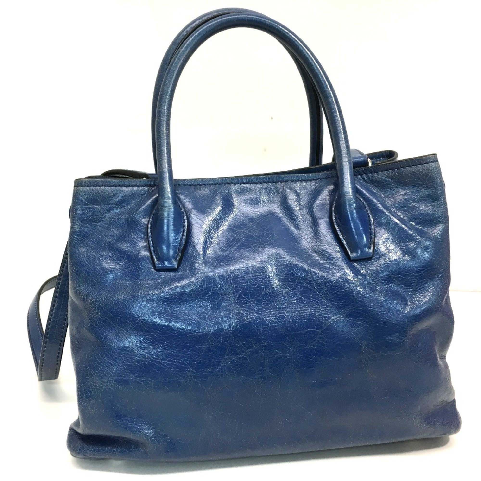 MIU Miu Shoulder Bag Metal Fittings Handbag Leather Women's Blue