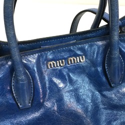 MIU Miu Shoulder Bag Metal Fittings Handbag Leather Women's Blue