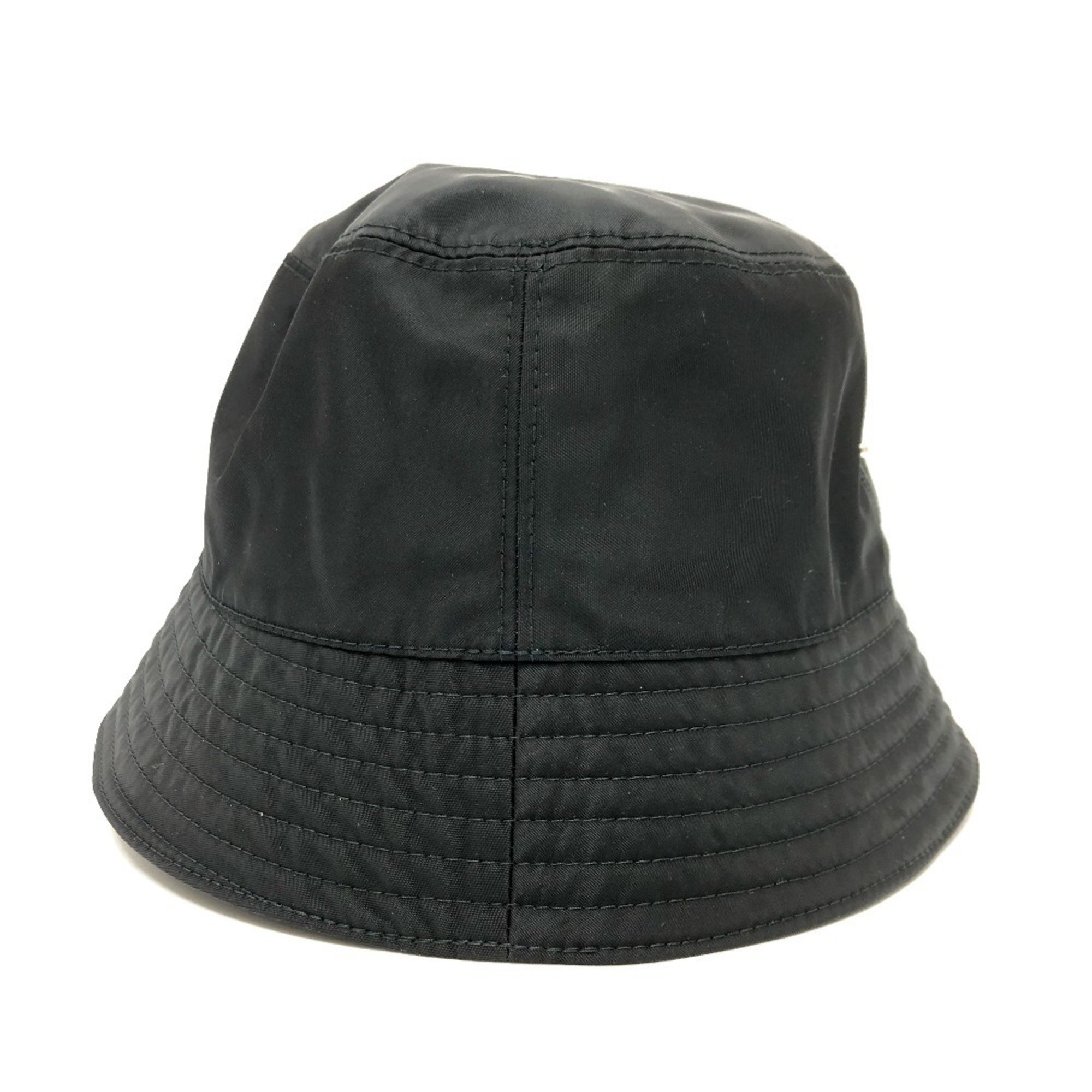 PRADA 1HC137 Triangle Bucket Hat, Nylon, Women's, Black