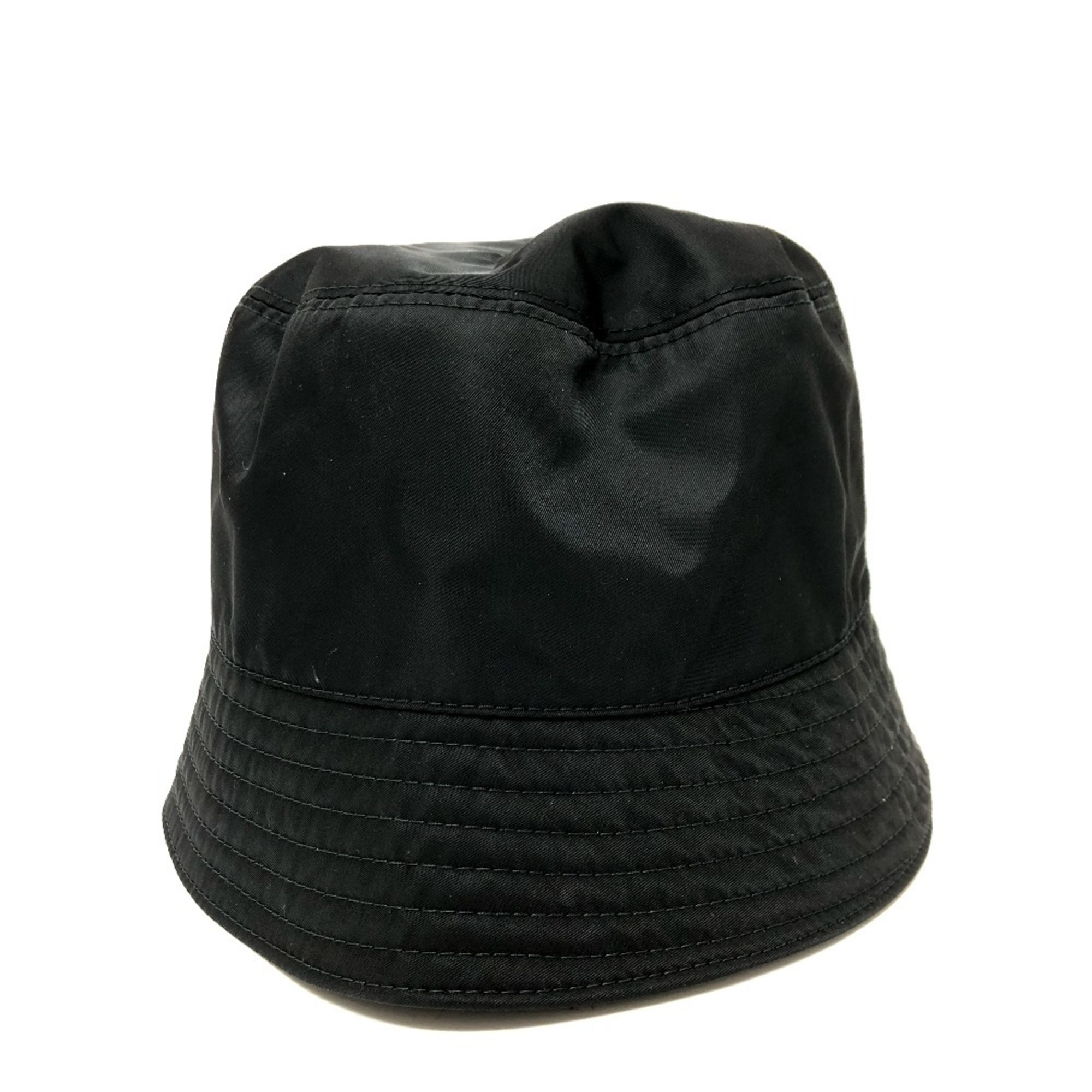 PRADA 1HC137 Triangle Bucket Hat, Nylon, Women's, Black