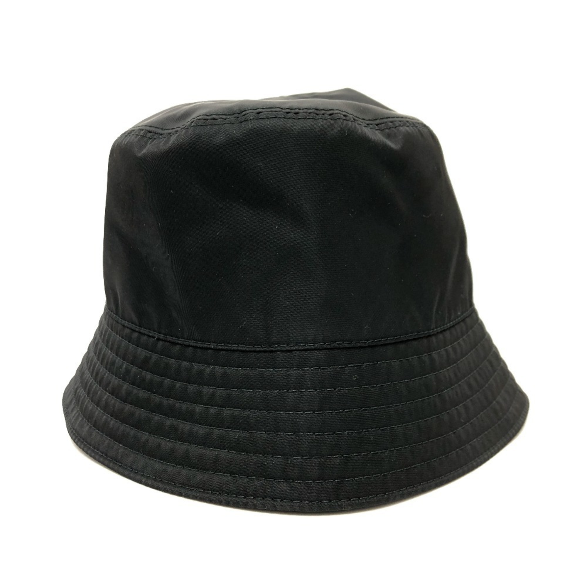 PRADA 1HC137 Triangle Bucket Hat, Nylon, Women's, Black