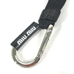 Miu Miu MIU Bag Charm Strap with Carabiner Key Ring Holder Canvas Women's Black