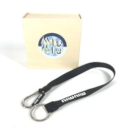 Miu Miu MIU Bag Charm Strap with Carabiner Key Ring Holder Canvas Women's Black