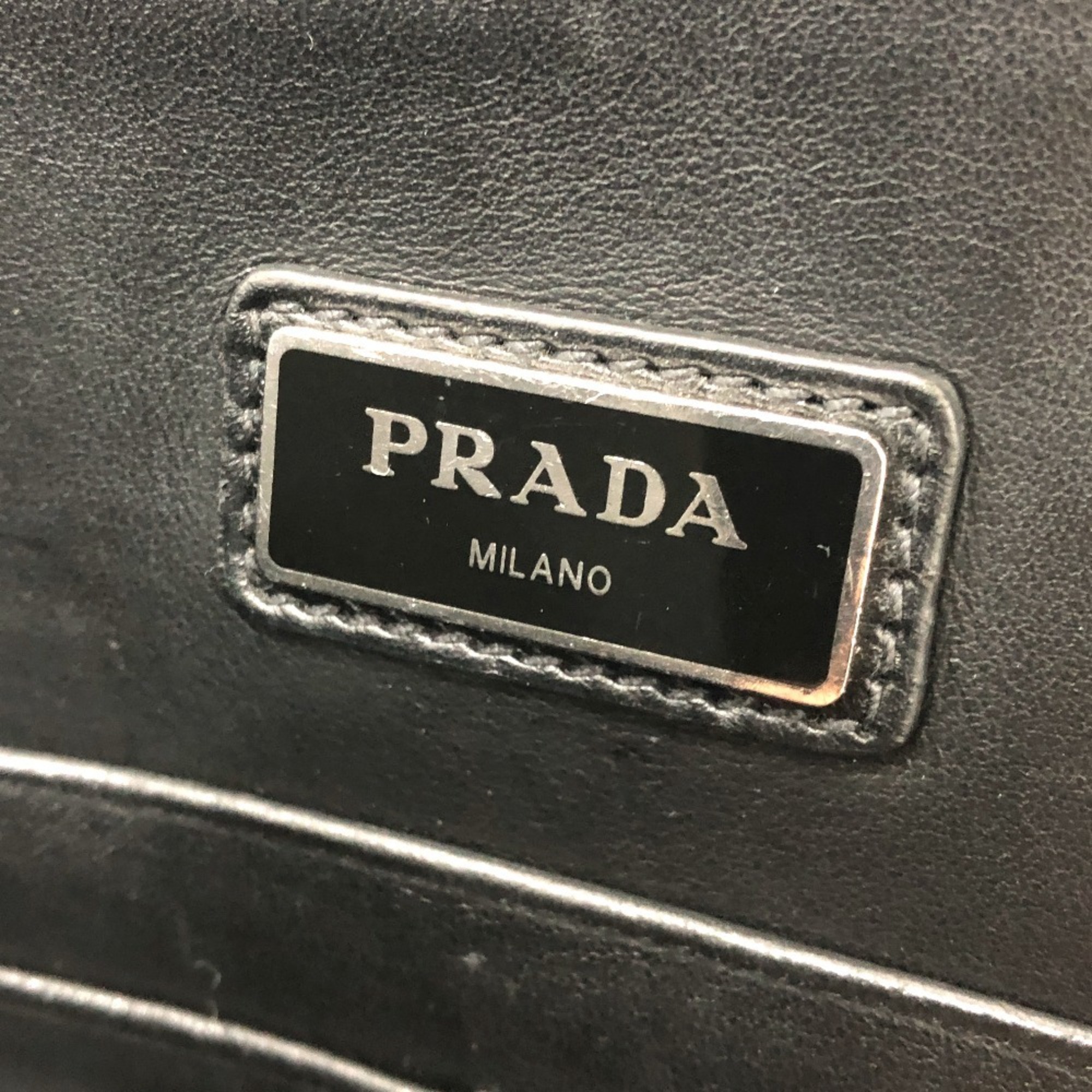 PRADA 2VN003 L-shaped flat clutch bag, Saffiano leather, women's, navy