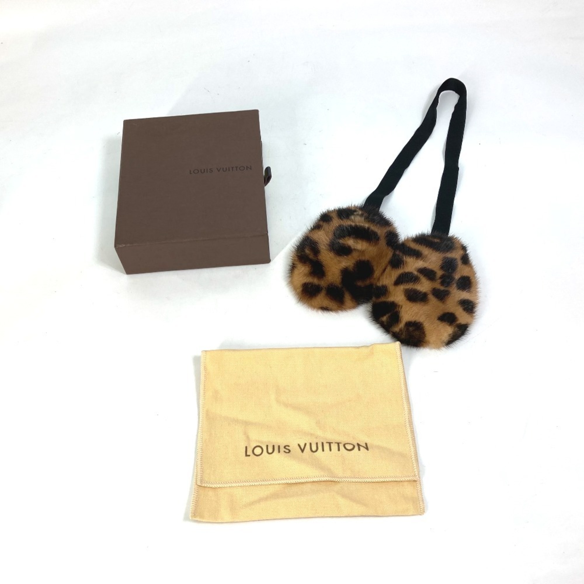 LOUIS VUITTON Louis Vuitton Leopard print earmuffs Earmuffs Ear warmers Mink Women's Brown