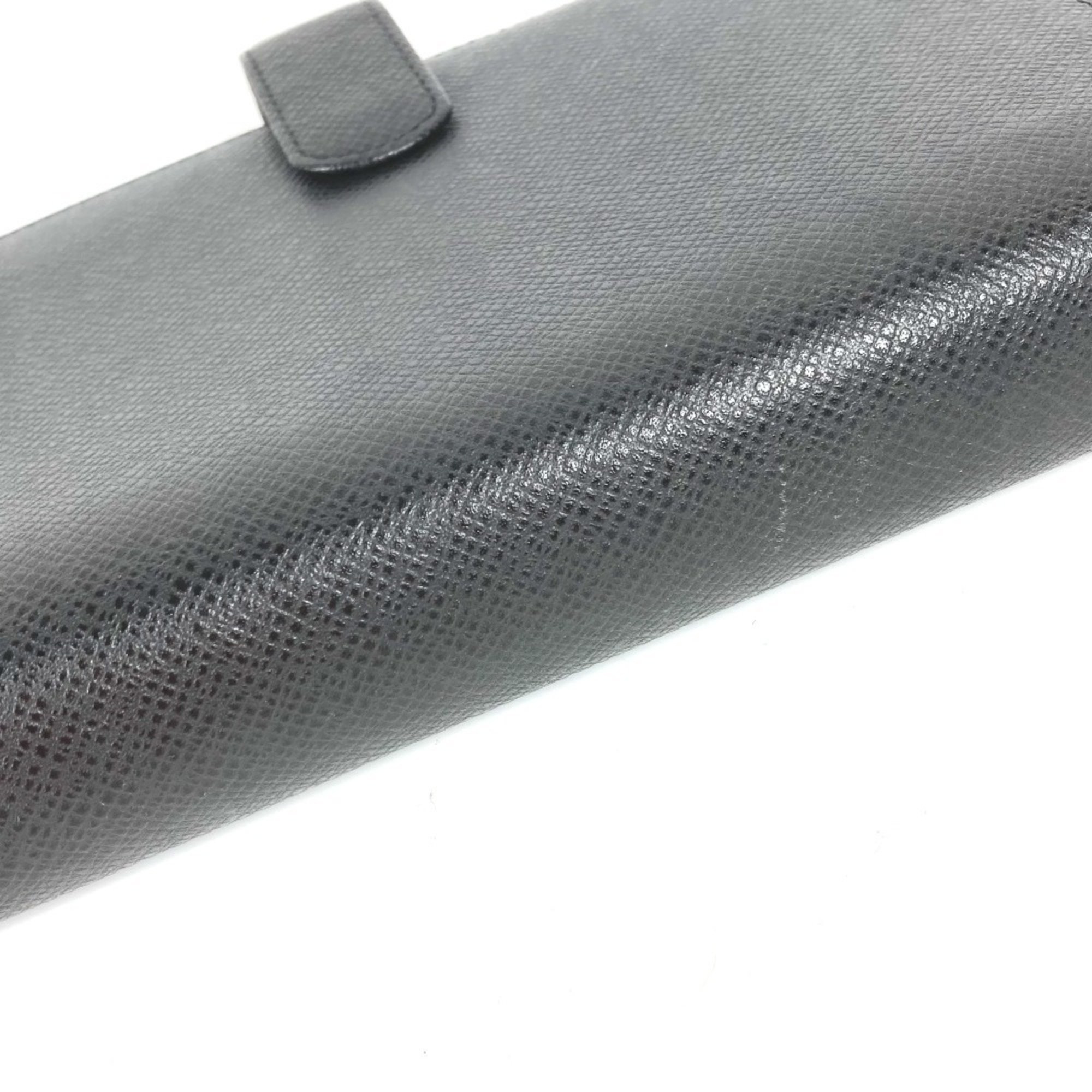 LOUIS VUITTON R20222 Taiga Agenda MM Stationery Notebook Cover Leather Men's Ardoise Black