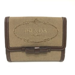 PRADA 1MH523 Ribbon Tri-fold Wallet Jacquard Women's Brown