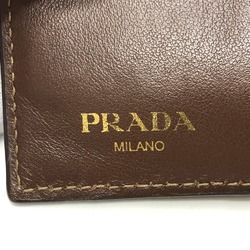 PRADA 1MH523 Ribbon Tri-fold Wallet Jacquard Women's Brown