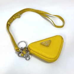 PRADA 2TT140 Triangle Plate Re Nylon with Neck Strap Key Ring Pouch Men's Yellow