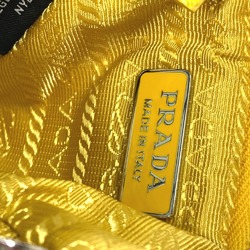 PRADA 2TT140 Triangle Plate Re Nylon with Neck Strap Key Ring Pouch Men's Yellow