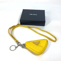 PRADA 2TT140 Triangle Plate Re Nylon with Neck Strap Key Ring Pouch Men's Yellow