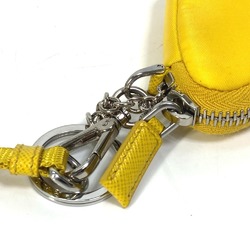 PRADA 2TT140 Triangle Plate Re Nylon with Neck Strap Key Ring Pouch Men's Yellow