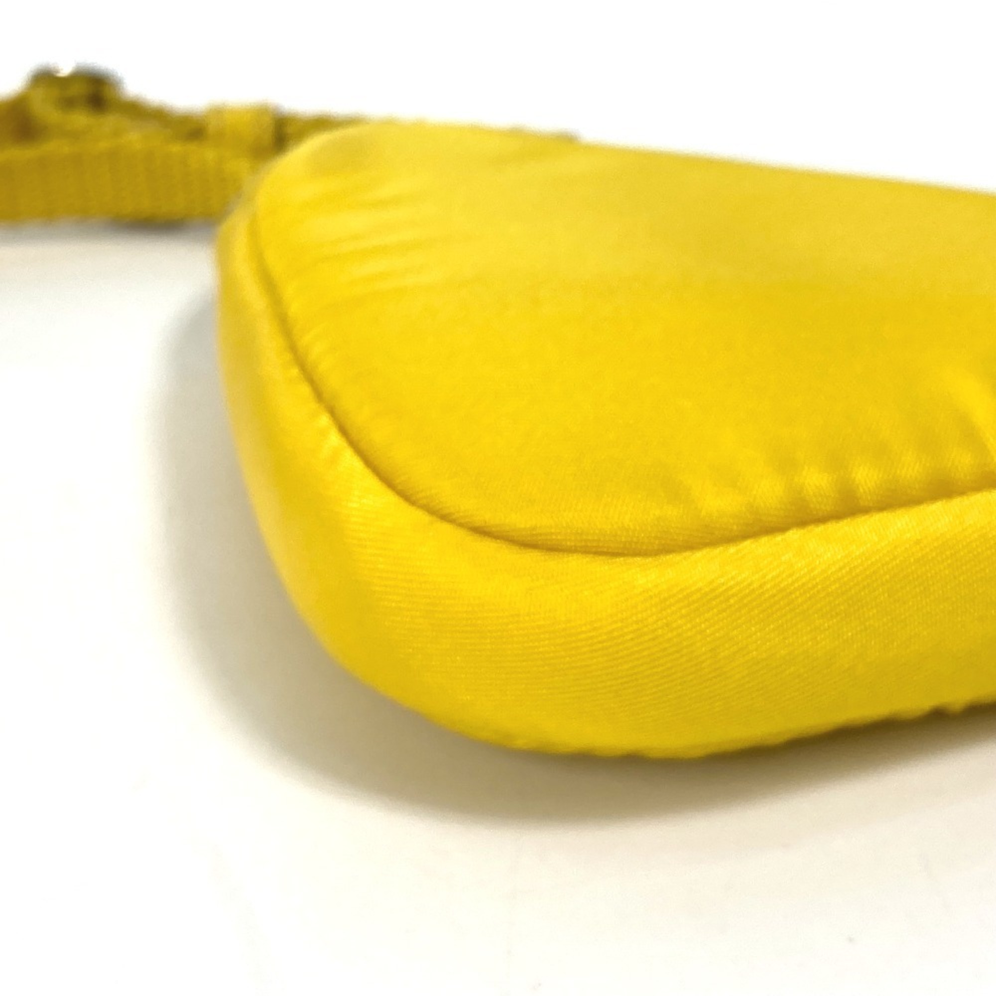 PRADA 2TT140 Triangle Plate Re Nylon with Neck Strap Key Ring Pouch Men's Yellow