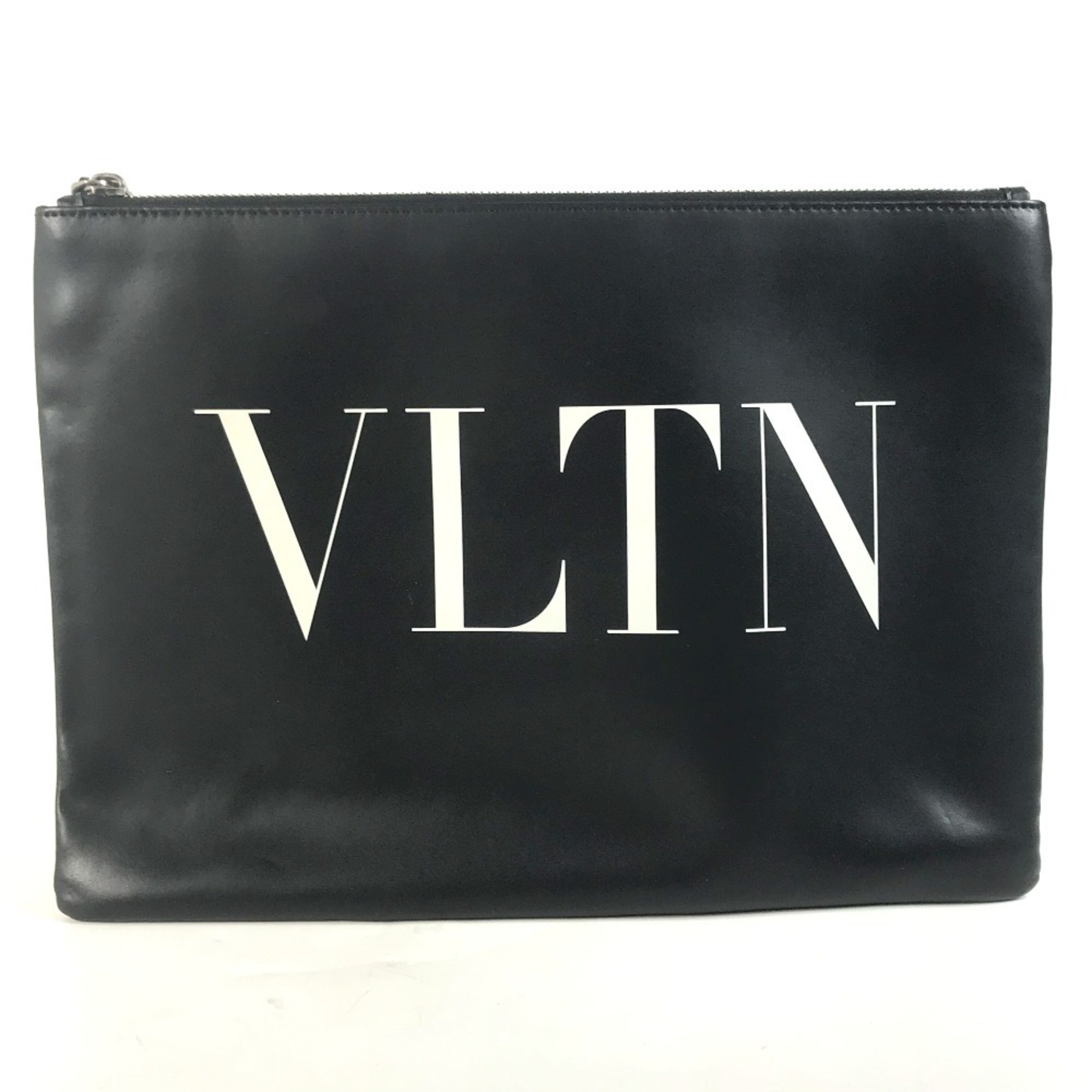 VALENTINO VLTN Pouch Clutch Bag Leather Men's Black